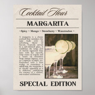 Margarita Vintage Style Newspaper Art Print