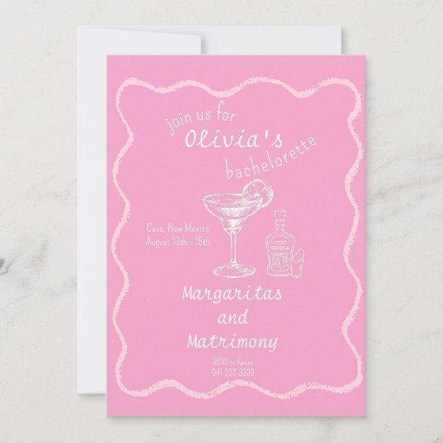Margaritas and Matrimony bachelorette weekend  Invitation (Front)