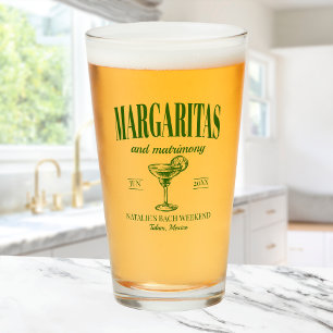 Margaritas And Matrimony Personalised Bachelorette Glass