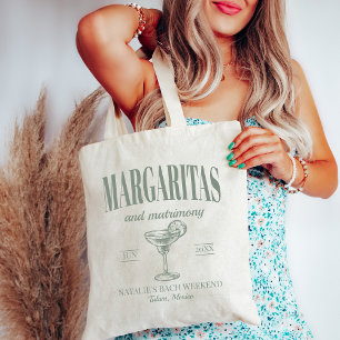Margaritas And Matrimony Personalised Bachelorette Tote Bag