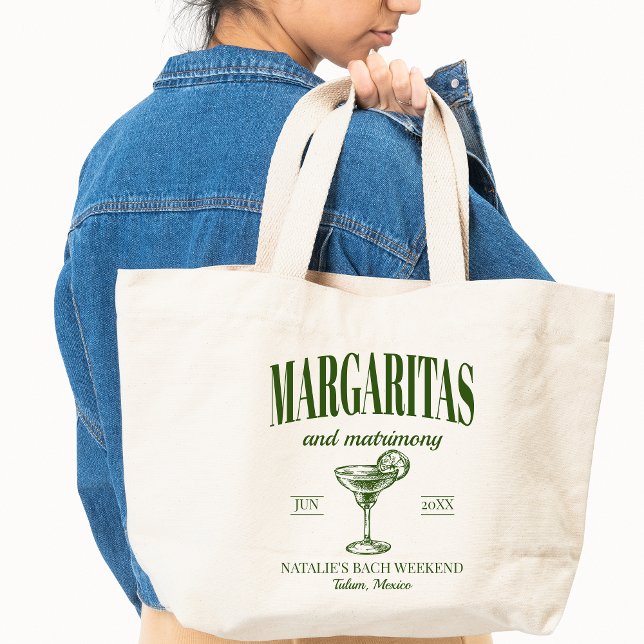 Margaritas And Matrimony Personalised Bachelorette Tote Bag (Creator Uploaded)