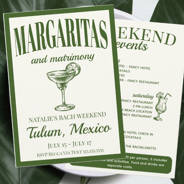 Margaritas And Matrimony Social Cocktail Itinerary Invitation (Creator Uploaded)