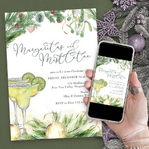 Margaritas and Mistletoe Christmas Cocktail Party Invitation