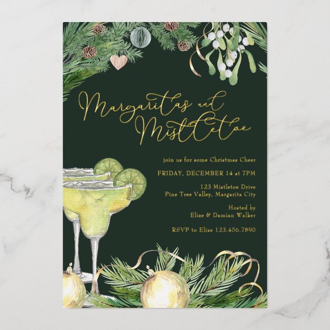 Margaritas and Mistletoe Cocktail Party Gold (Front)