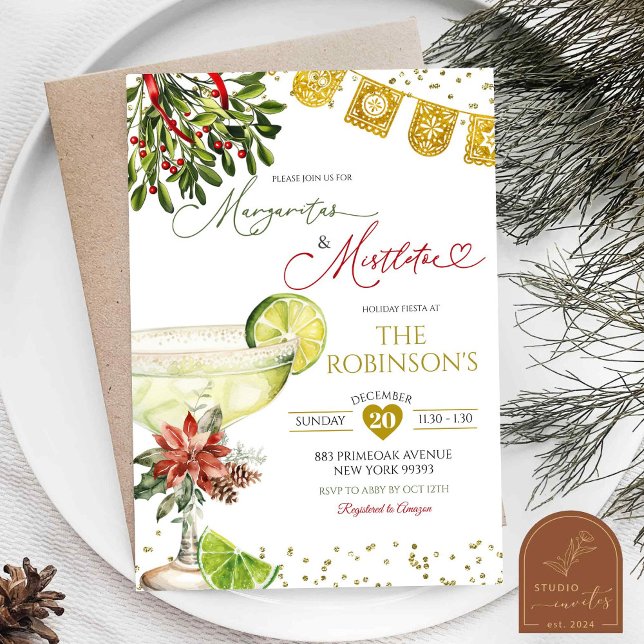 Margaritas and Mistletoe Mexican Holiday Fiesta  Invitation (Creator Uploaded)