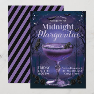 Margaritas At Midnight Cocktail Party (purple) Invitation