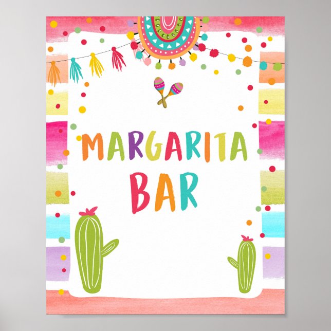 Margaritas Bar Drinks Cactus Fiesta Table Sign (Front)