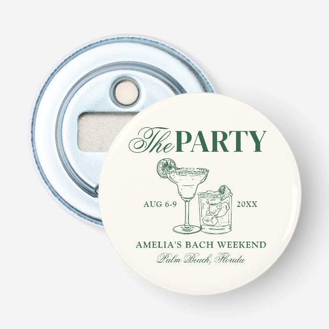 Margaritas & Matrimony Bachelorette The Party Bottle Opener (Front)