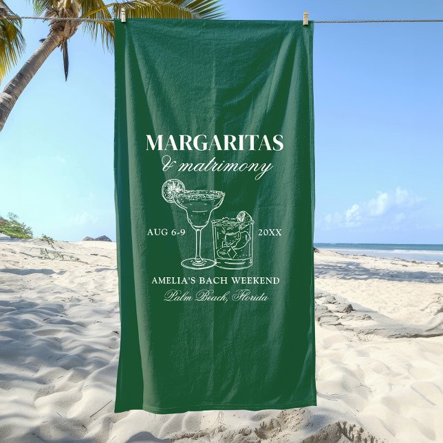 Margaritas & Matrimony Bachelorette Weekend Beach Towel (Creator Uploaded)