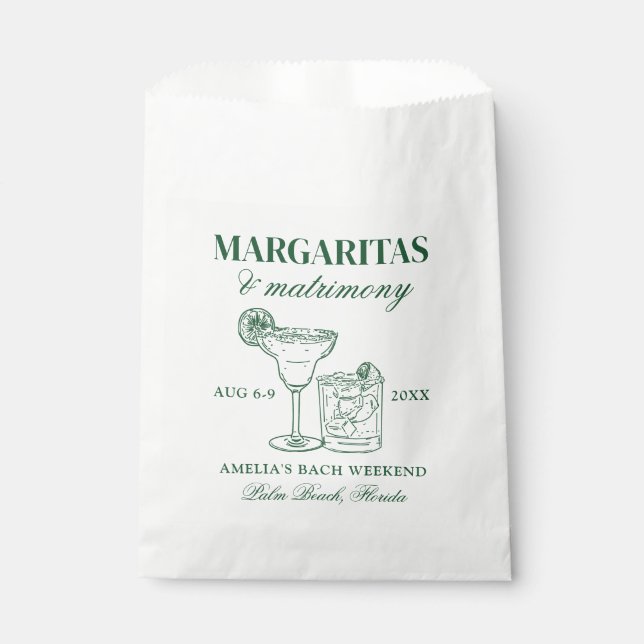 Margaritas & Matrimony Bachelorette Weekend Favour Bags (Front)