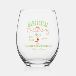 Margaritas & Matrimony Tulum Bachelorette Party Stemless Wine Glass