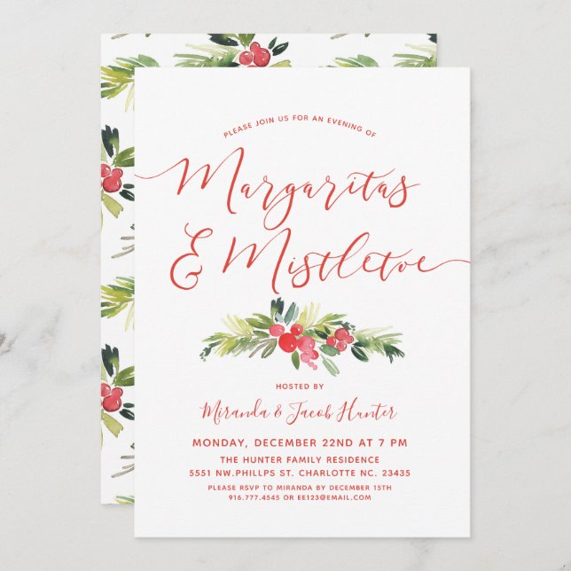 Margaritas & Mistletoe | Christmas Party Invitation (Front/Back)