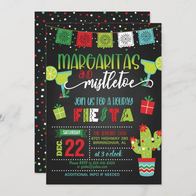 Margaritas & Mistletoe Holiday Party Invitation (Front/Back)