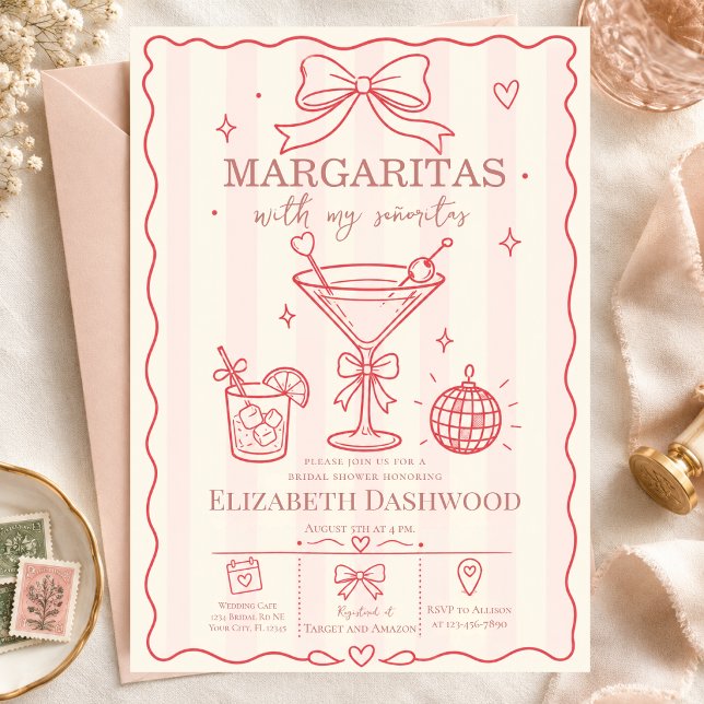 Margaritas pool scribble Party Cocktail Bridal  Invitation (Creator Uploaded)