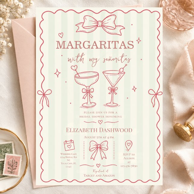 Margaritas pool scribble Party Cocktail Bridal  Invitation (Creator Uploaded)