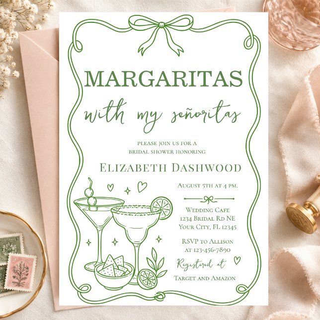 Margaritas pool scribble Party Cocktail Bridal  Invitation (Creator Uploaded)