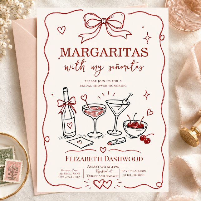 Margaritas pool scribble Party Cocktail Bridal  Invitation (Creator Uploaded)