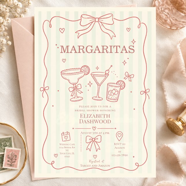 Margaritas pool scribble Party Cocktail Bridal  Invitation (Creator Uploaded)