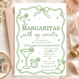 Margaritas pool scribble Party Cocktail Bridal  Invitation