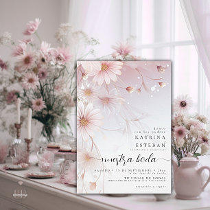 Margaritas rosas acuarelas de ensueño invitation