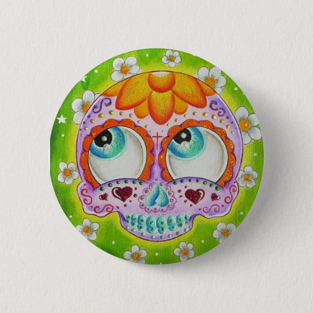 Margaritas skull 6 cm round badge (Front)