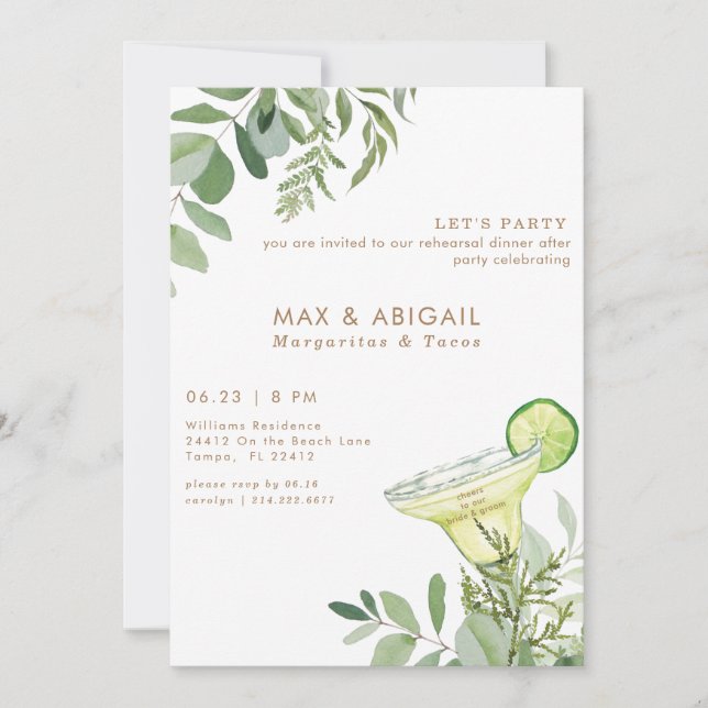 Margaritas & Tacos  Rehearsal Dinner After Party Invitation (Front)
