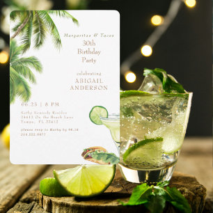 Margaritas & Tacos Tropical Birthday Party Invitation
