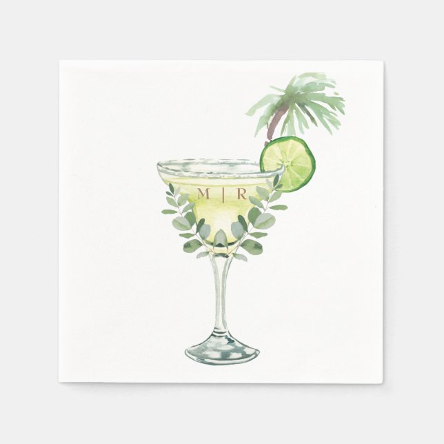 Margaritas Tropical Monogram  Napkin (Front)