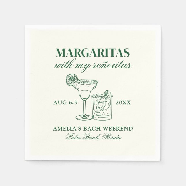 Margaritas With My Señoritas Bachelorette Weekend Napkin (Front)