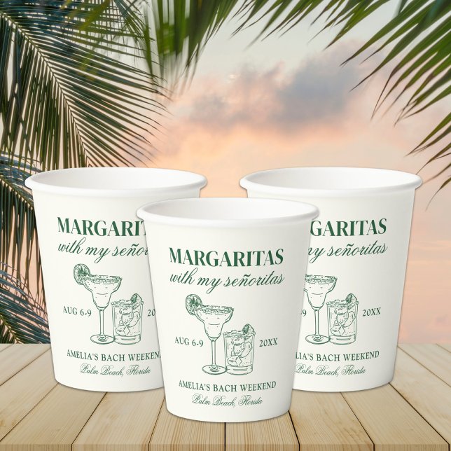 Margaritas With My Señoritas Bachelorette Weekend Paper Cups (Creator Uploaded)