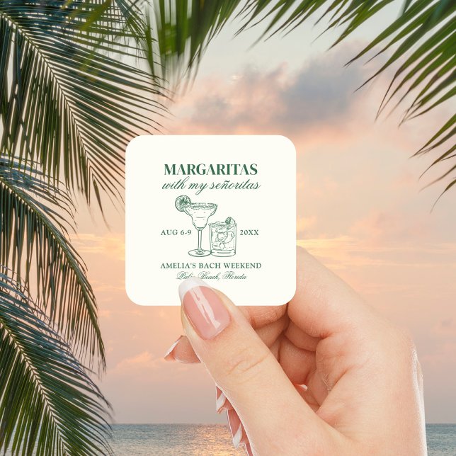 Margaritas With My Señoritas Bachelorette Weekend Square Sticker (Creator Uploaded)
