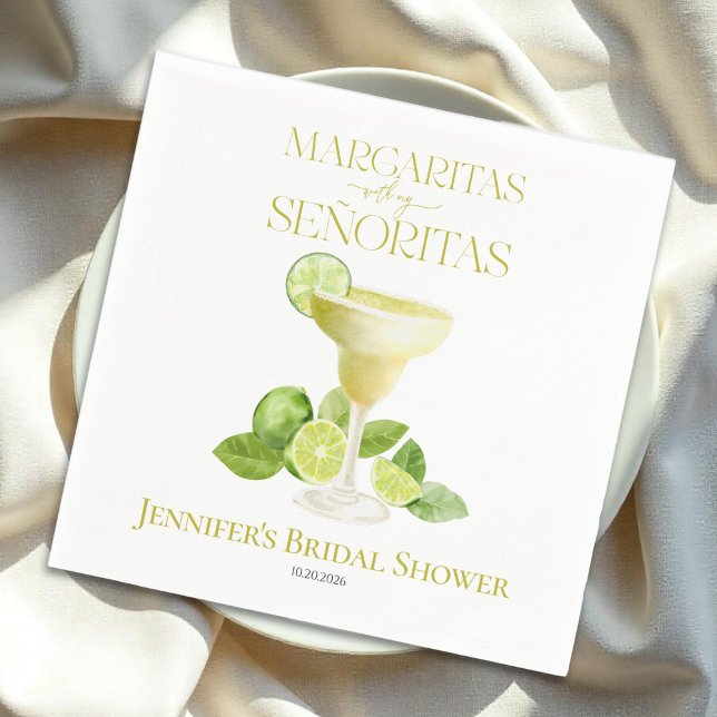Margaritas With My Señoritas Bridal Shower Napkin (Creator Uploaded)