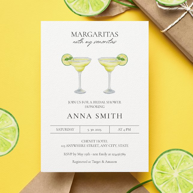 Margaritas with my Senoritas Fiesta Bridal Shower Invitation (Creator Uploaded)