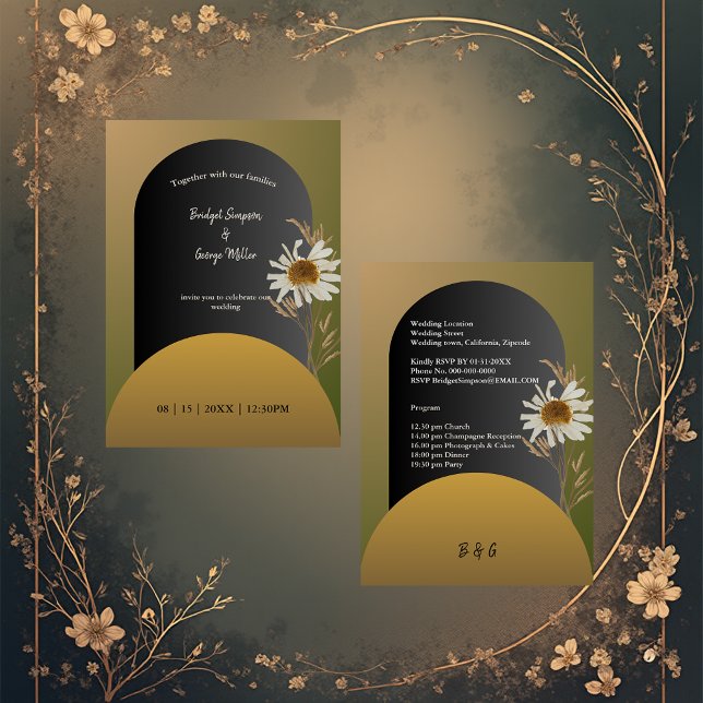 margarite autumn dried flowers wedding invitation (Creator Uploaded)