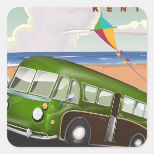 Margate Kent vintage Coach travel poster Square Sticker