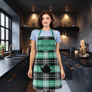 Margaux's Fresh Taste Green Plaid with Teapot Apron