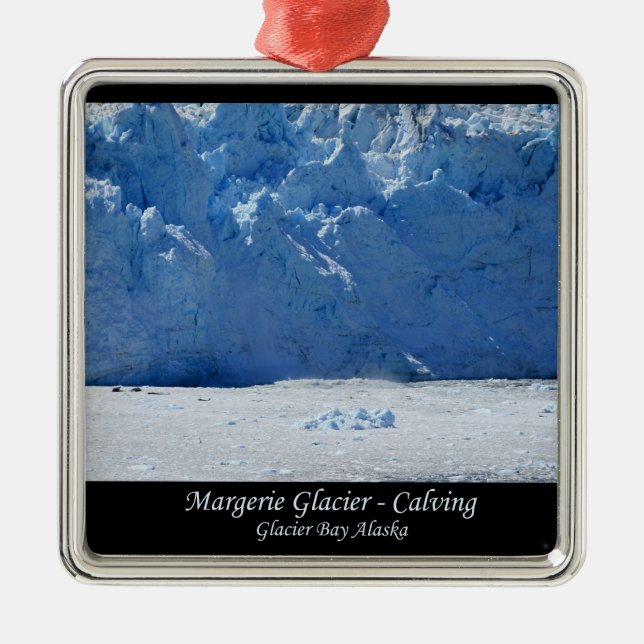 Margerie Glacier Calving/Glacier Bay Alaska Metal Tree Decoration (Front)