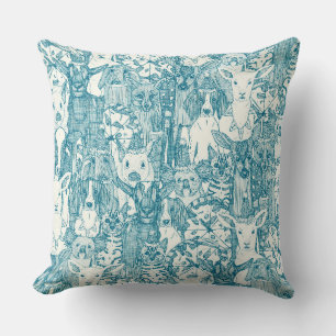margherita menagerie pizza party peacock blue cushion