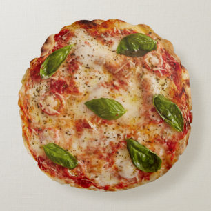 Margherita pizza with basil leaves novelty cushion
