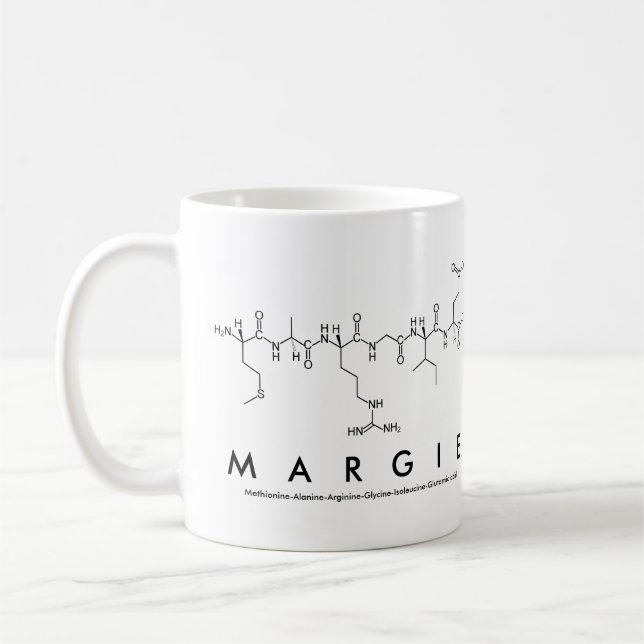Margie peptide name mug (Left)