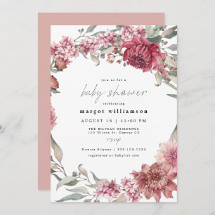 MARGOT Rustic Dusty Rose Blush Girl Baby Shower In Invitation