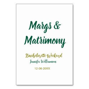 Margs and matrimony add name date bachelorette par table number
