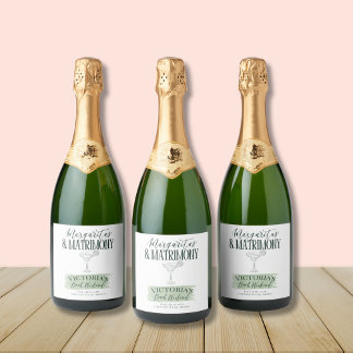 Margs and Matrimony Bachelorette Invitation Sparkling Wine Label