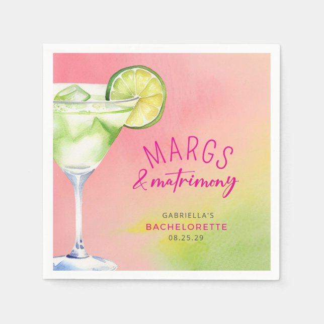 Margs and Matrimony Bachelorette  Napkin (Front)