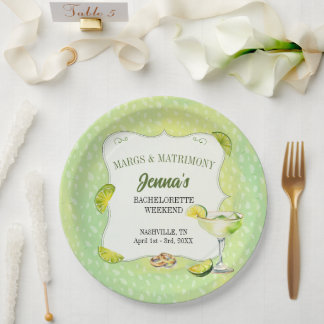 Margs and Matrimony Bachelorette Party Paper Plate