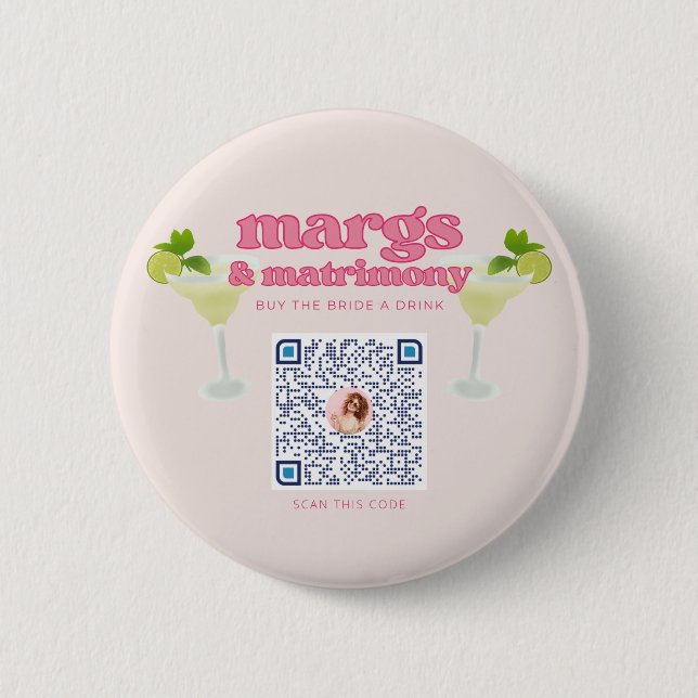 Margs and Matrimony Bachelorette Party QR Code Pin (Front)