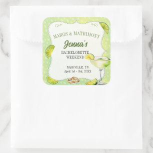 Margs and Matrimony Bachelorette Party  Square Sticker