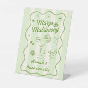 Margs and Matrimony Bachelorette Pedestal Sign