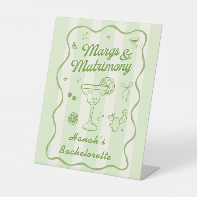 Margs and Matrimony Bachelorette  Pedestal Sign (Front)