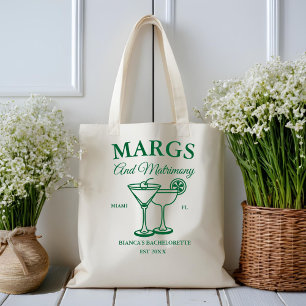 Margs and Matrimony Beach Bachelorette party Large Tote Bag